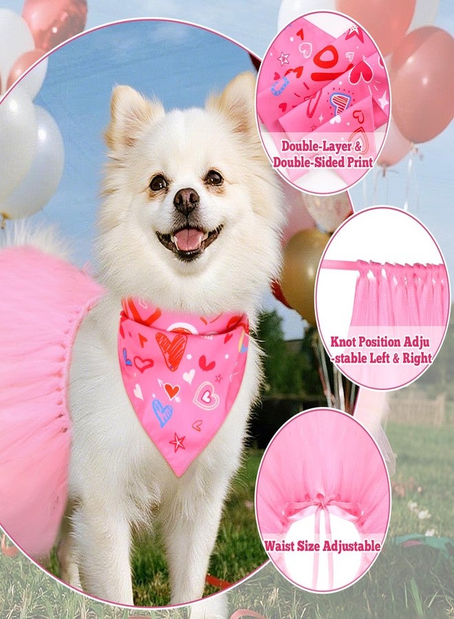 Fengek 2-Piece Valentine Dog Pink Tutu with Scarf Set- Perfect Dog Skirt & Bandanas for Special Occasions - Image 3